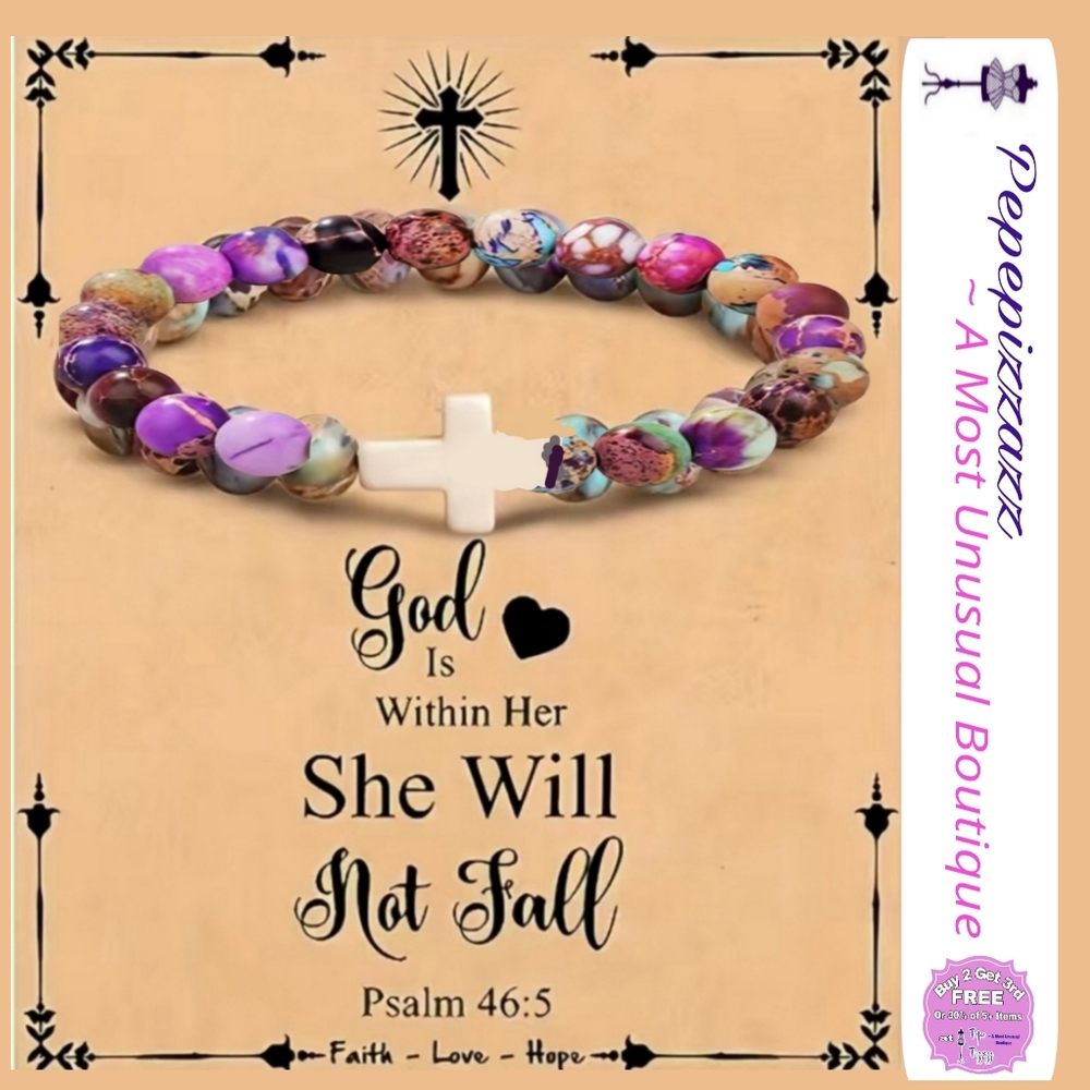 Cross Bracelet Confirmation Gifts, Christian Gifts. Natural stone…